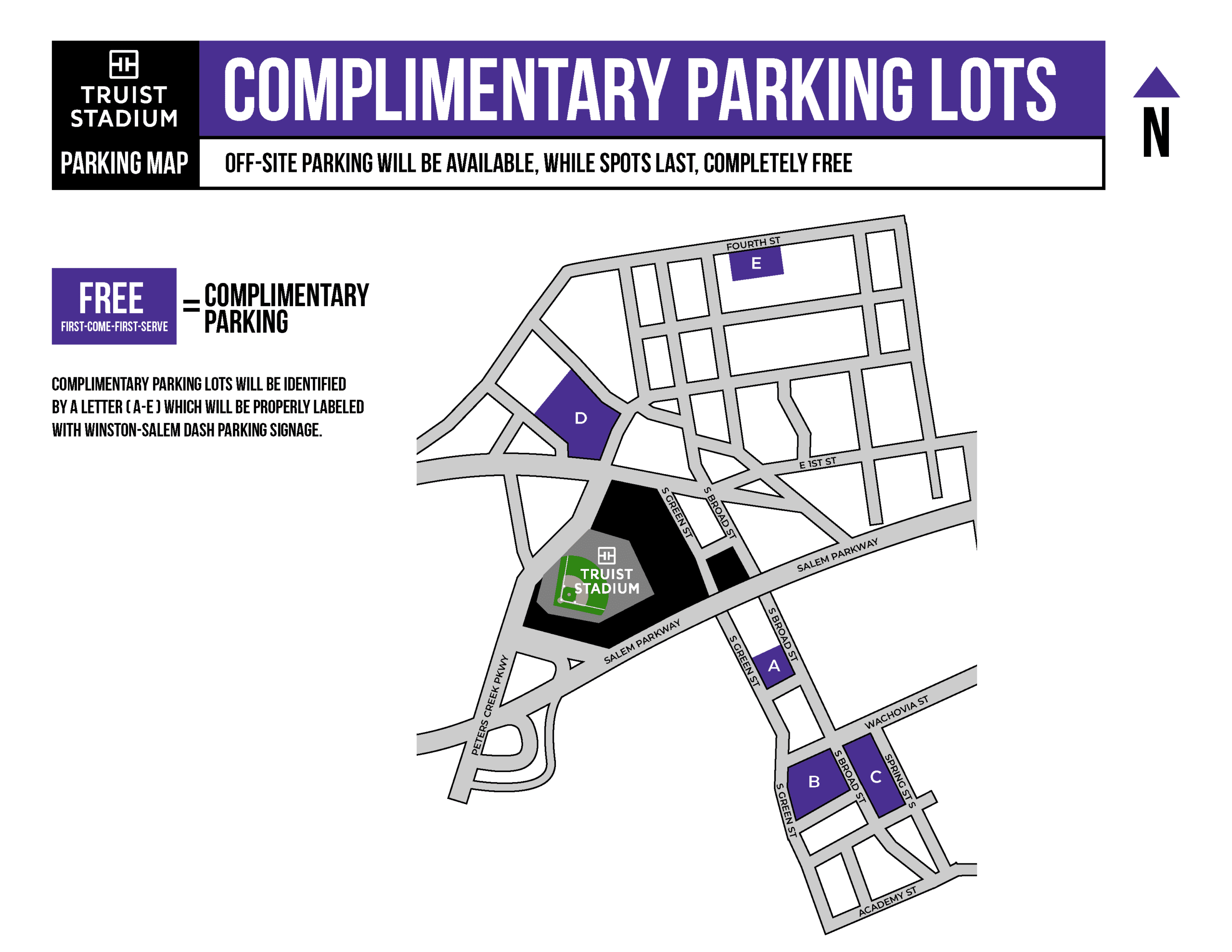 Complimentary Parking Map — Truist Stadium